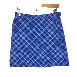 EP Pro Womens Golf Skort 4 Blue White Plaid Cotton Stretch Athletic